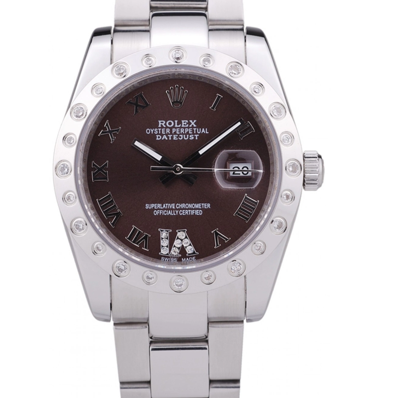 Aaa replica watch Dial Rolex Bezel Diamond Brown Datejust 7466 0717